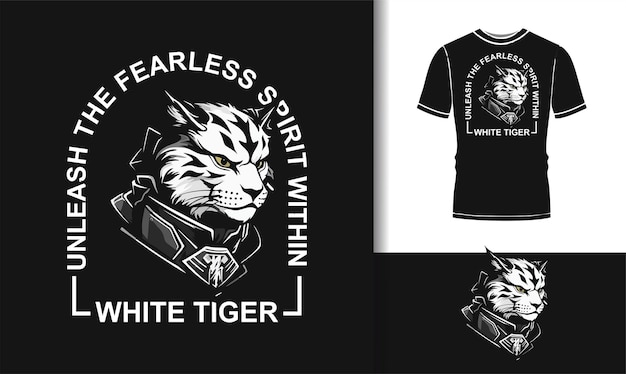 Desenho de camiseta de ilustração do Samurai Tigre Branco