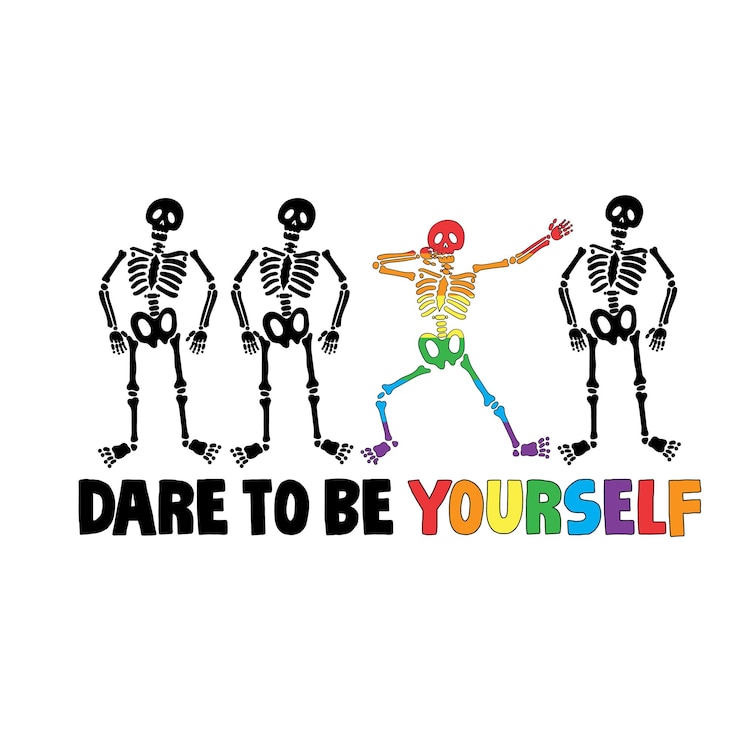 Vetor desenho de camiseta lgbt skeleton svg
