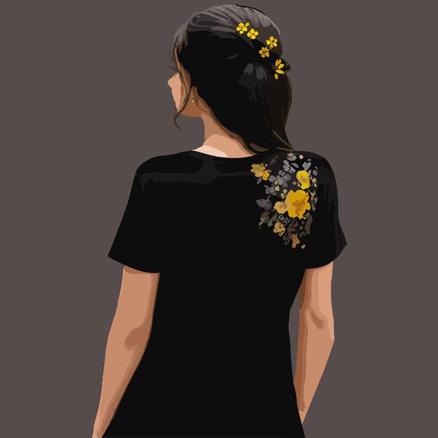 Vetor desenho de camiseta preta feminina