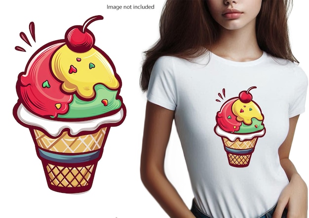 Desenho de camiseta vetorial com sorvete vibrante