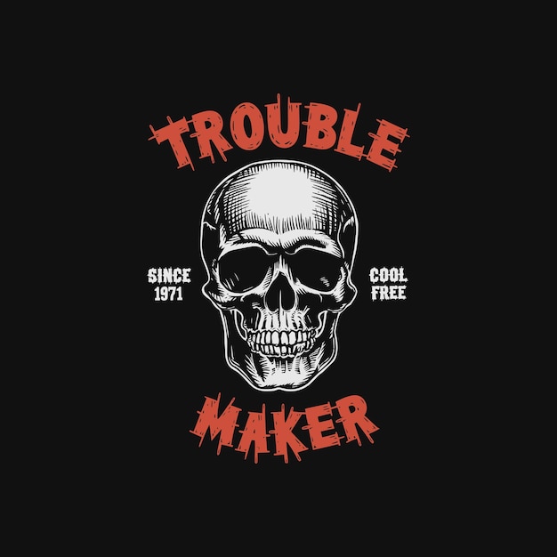 Desenho de camiseta vetorial gráfico de crânio