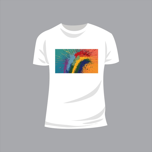 Vetor desenho de camisetas arco-íris coloridas