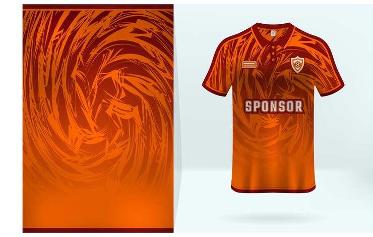 Desenho de camisola com fundo de cor gradiente e padrão laranja