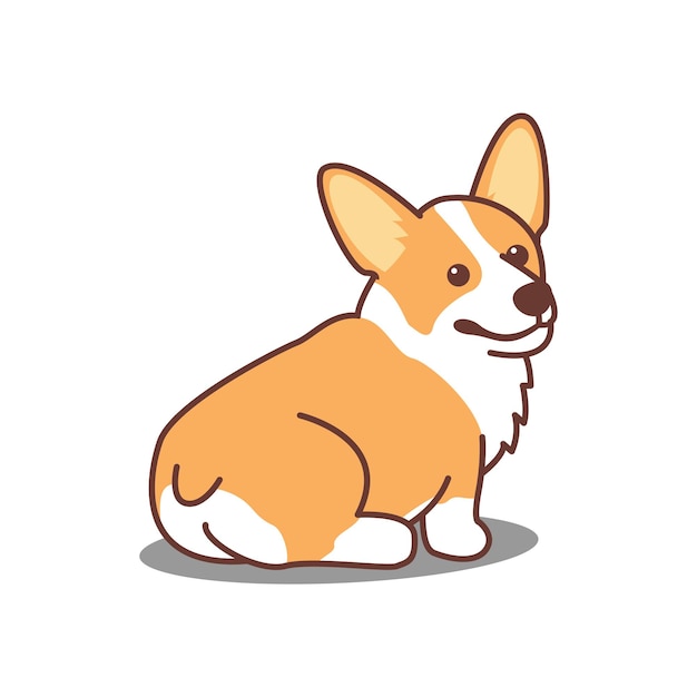 Vetor desenho de cão corgi fofo