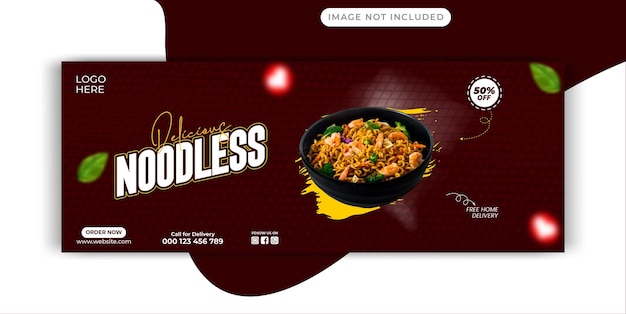 Vetor desenho de capa do facebook do noodles