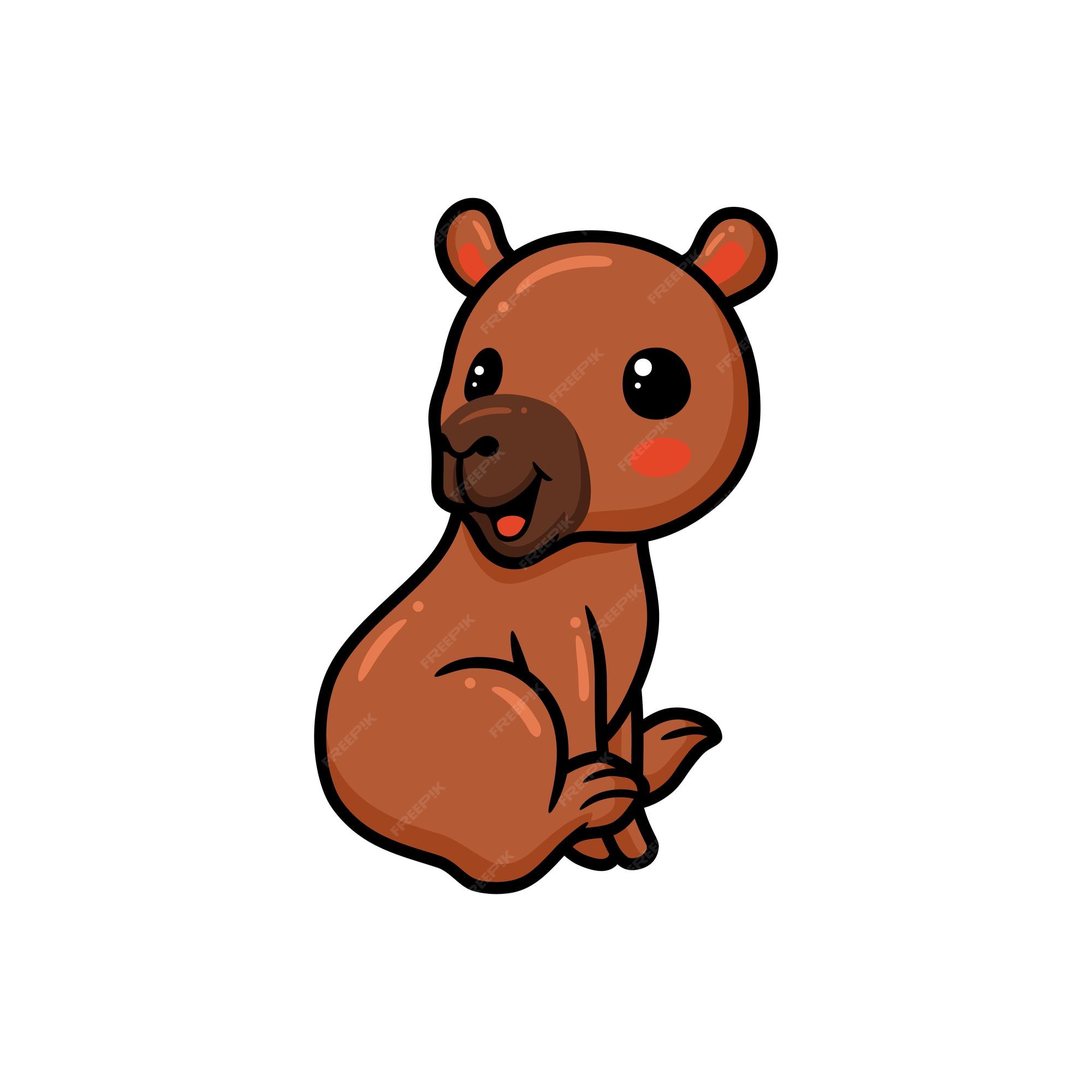 Desenho de capivara fofinho sentado