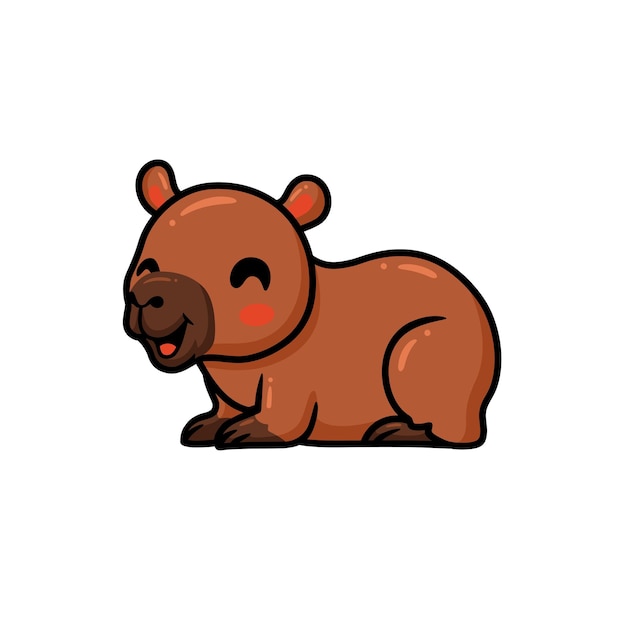 Vetor desenho de capivara fofo deitado