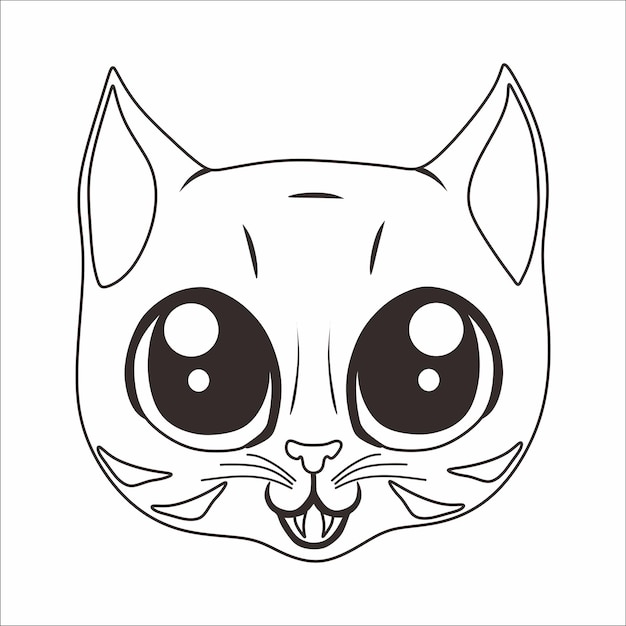 Desenho de cara de gato bebê fofo para colorir