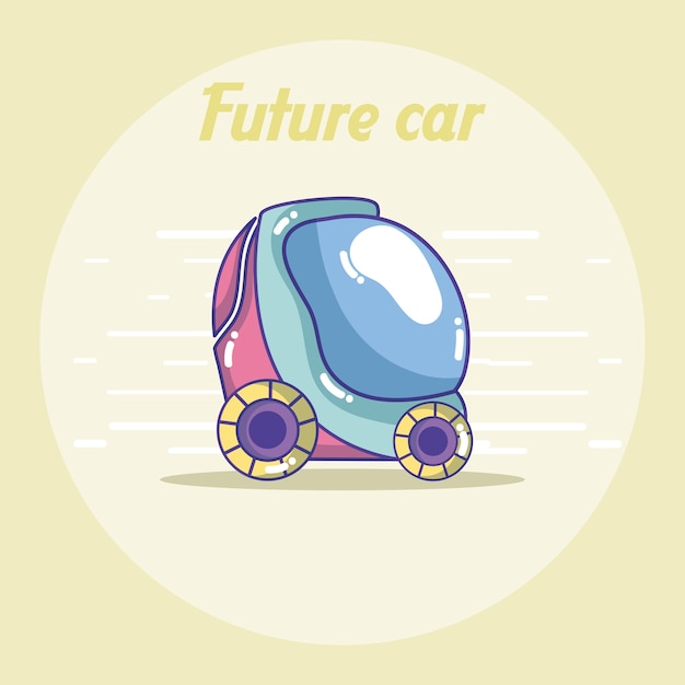 Vetor desenho de carro futurista sobre fundo colorido