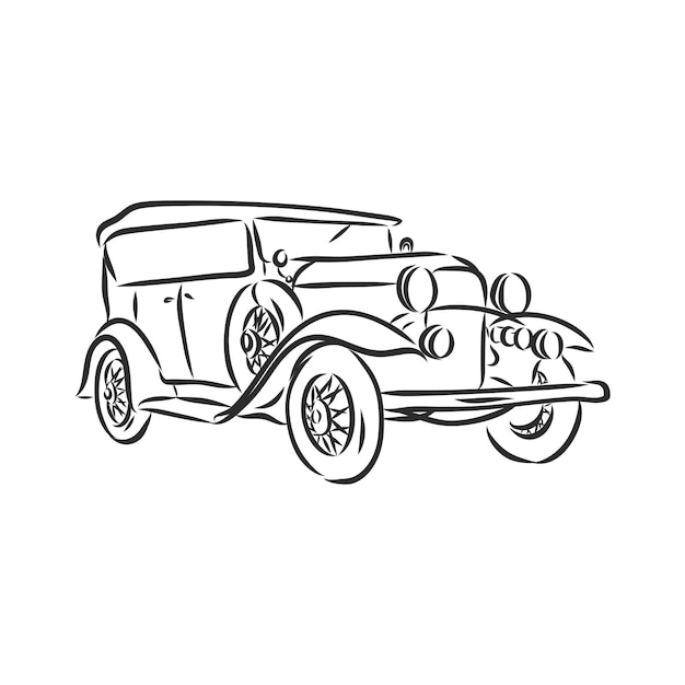 Desenho de carro retrô para seu projeto. ilustração vetorial