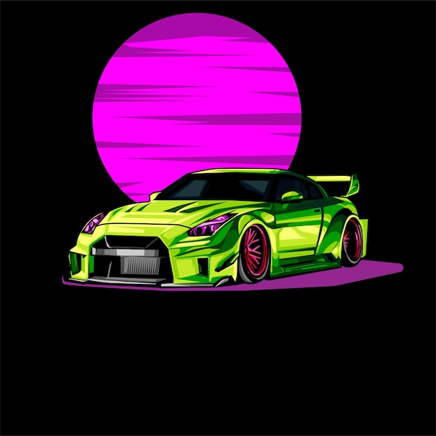 Vetor desenho de carros esportivos de luxo vector cor verde