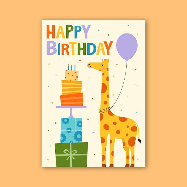 Desenho de cartão de aniversário bonito para crianças