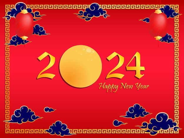 Vetor desenho de cartão de china de ano novo vermelho e dourado