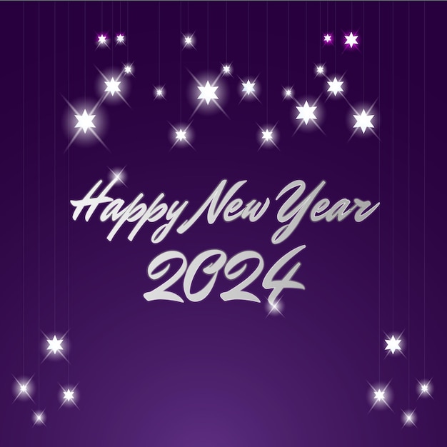 Desenho de cartão de desejos de feliz ano novo 2024