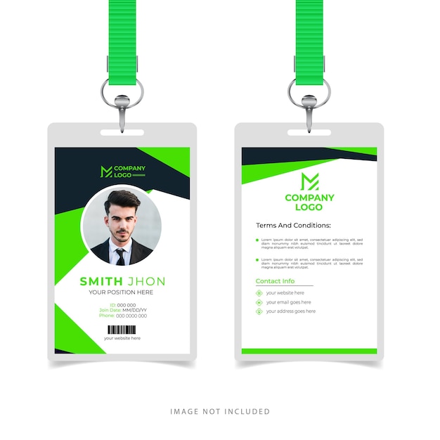 Desenho de cartão de identificação verde para si