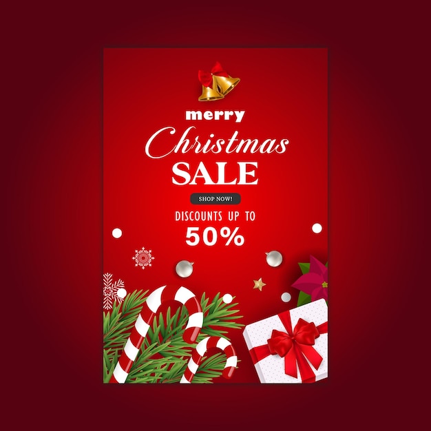 Desenho de cartão postal de venda de produtos de Natal feliz