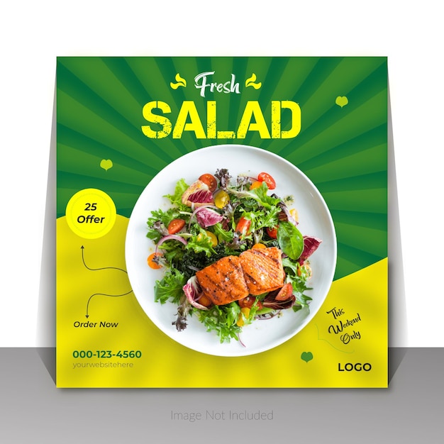 Vetor desenho de cartaz de salada verde para o instagram