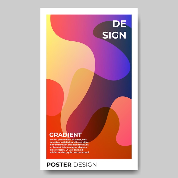 Vetor desenho de cartaz líquido de gradiente abstrato