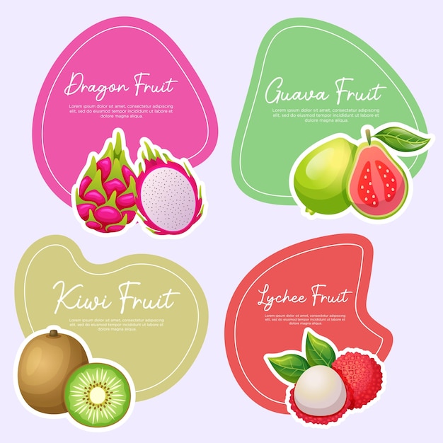 Vetor desenho de cartões de frutas para promoções