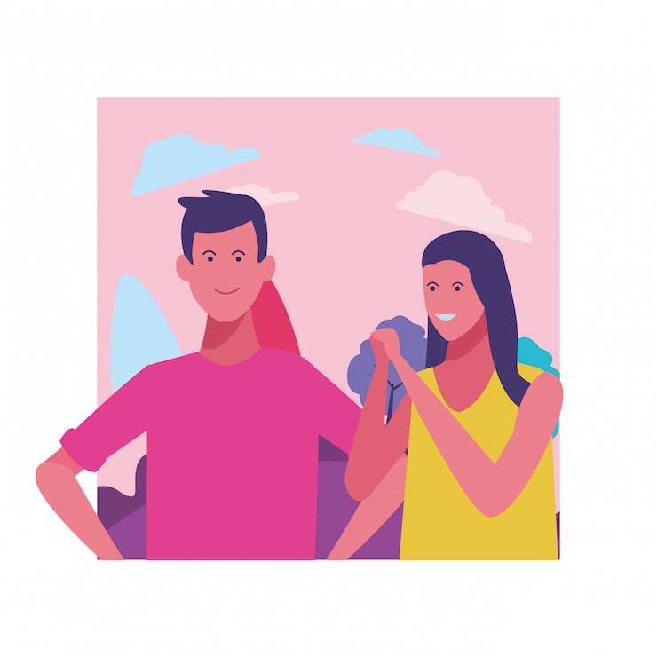 Vetor desenho de casal jovem