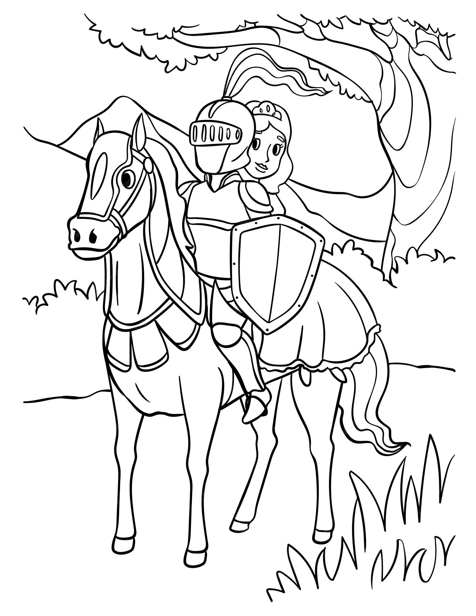 Desenho de Cavaleiro a cavalo para Colorir - Colorir.com