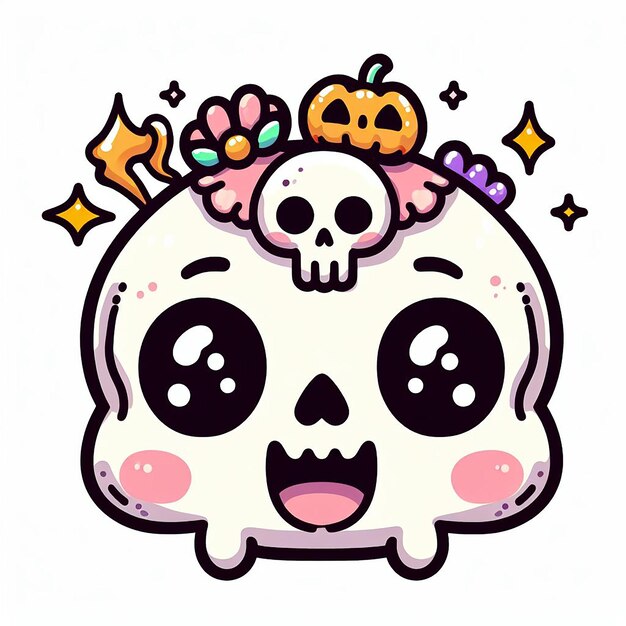 Como desenhar Caveira de Halloween ❤ Desenhos Kawaii - Desenho para Desenhar  