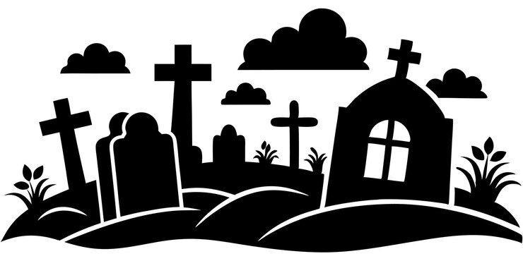 Vetor desenho de cemitério de halloween