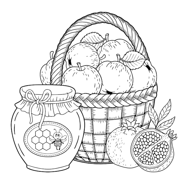 Desenhos de Cesta de Frutas Perfeita para Colorir e Imprimir