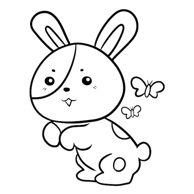 Desenho de coelho animal desenho animado kawaii anime bonito para colorir