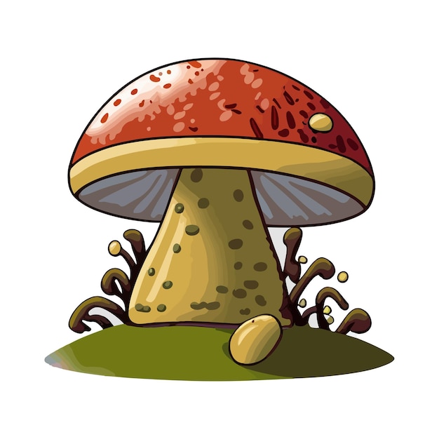 Desenho de cogumelo isolado na ilustração vetorial branca