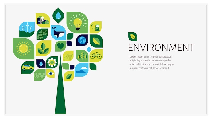 Vetor desenho de conceito ambiental feliz dia da terra ilustrações geométricas modernas de tendência de ecologia conservação ambiental planeta terra verde e design de resíduo zero capa de banner de fundo e cartaz