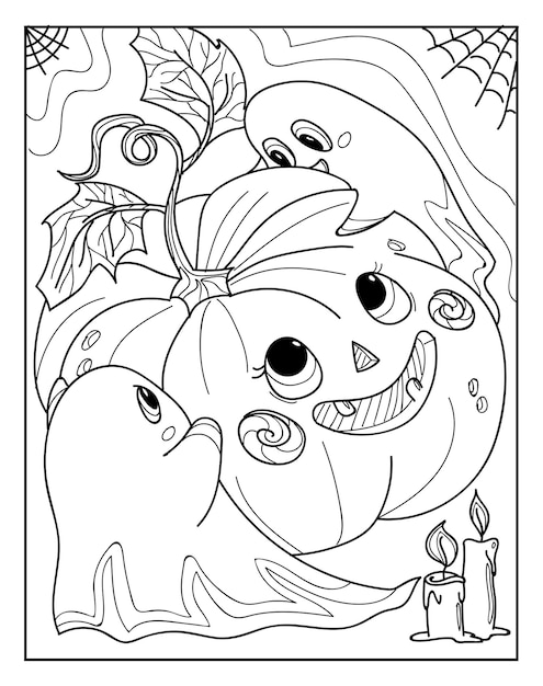 Desenho de contorno de páginas para colorir de halloween para livro de colorir para adultos