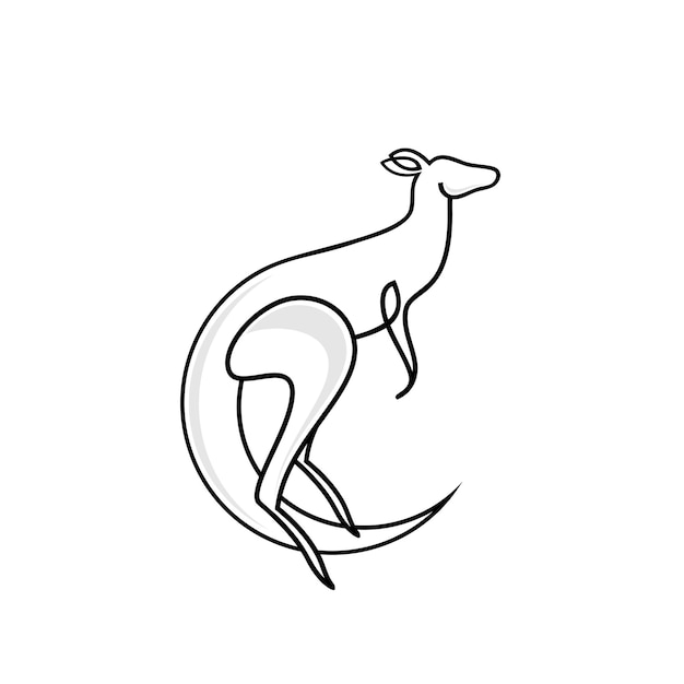 Vetor desenho de contorno logotipo vetor animal canguru