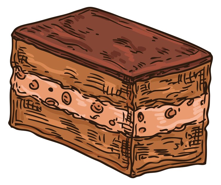 Vetor desenho de cor de brownie doce padaria caseira