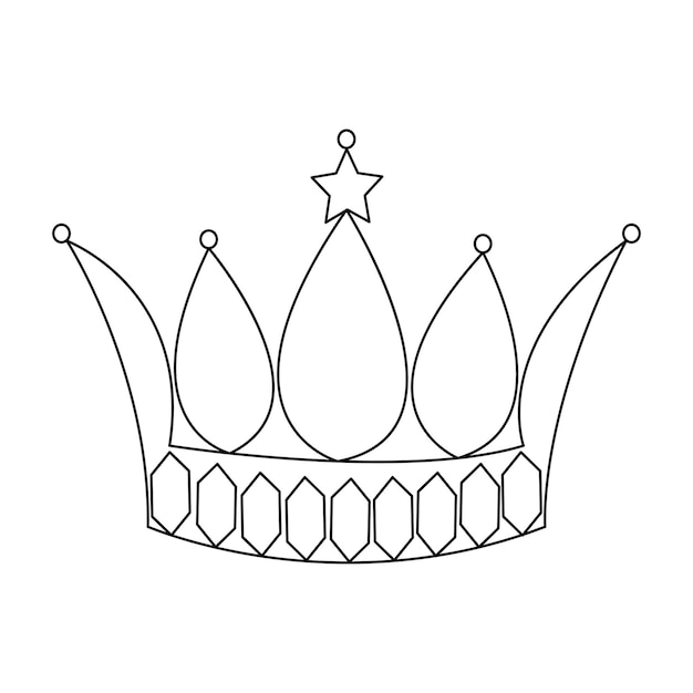 Desenho de coroa de arte contínua de uma linha e estilo de minimalismo vetorial de contorno