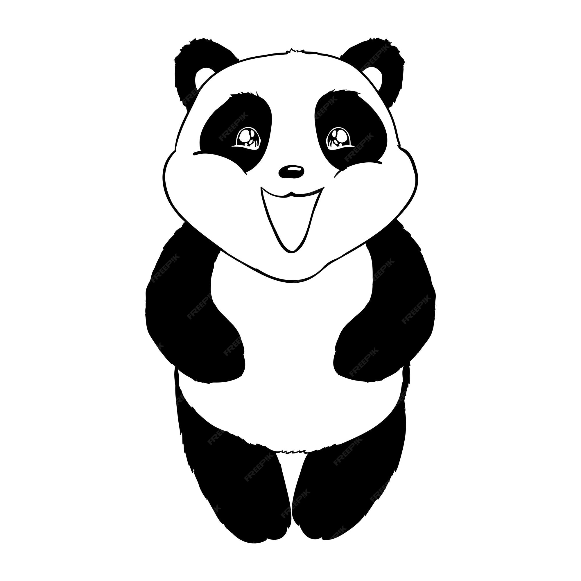 Estilizado panda desenho de corpo inteiro. Ícone de urso panda