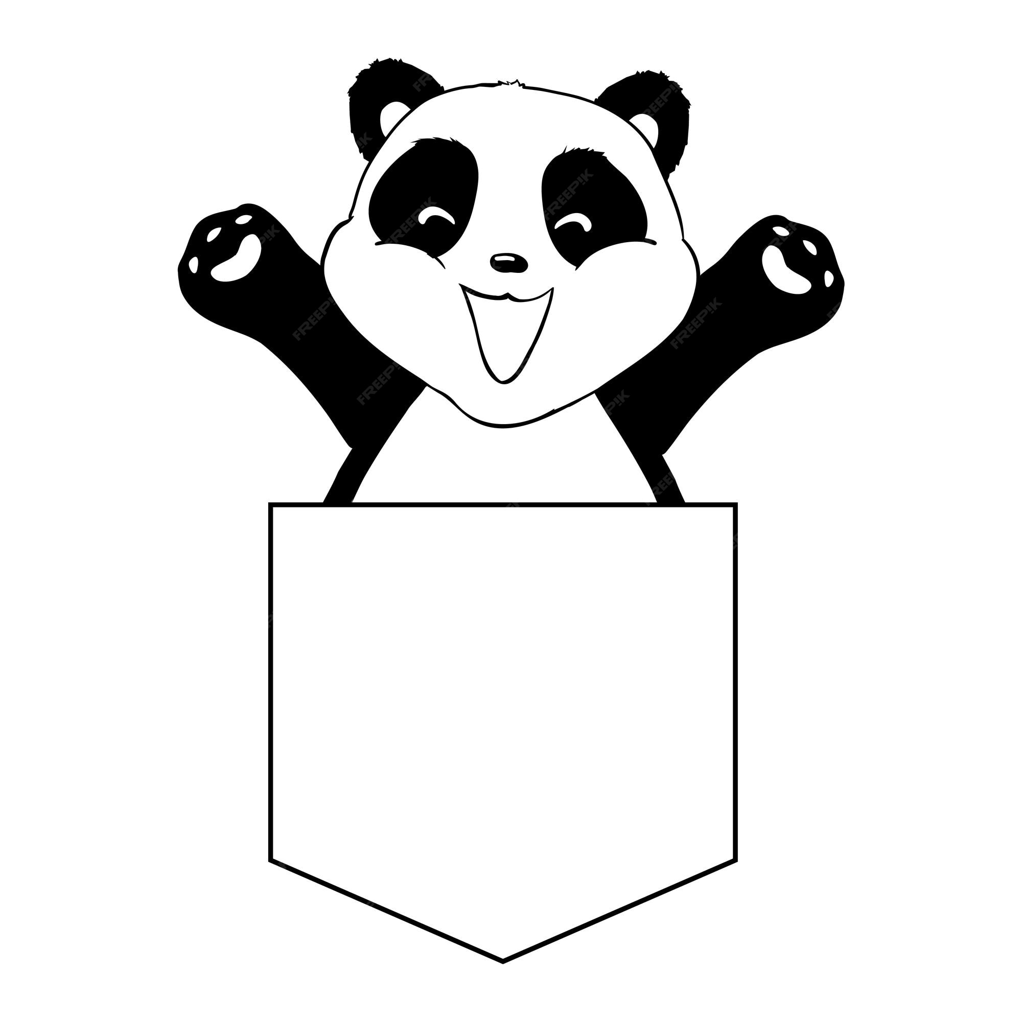 Ícone de brinquedo de urso Panda. Animal Kawaii. Preto e branco