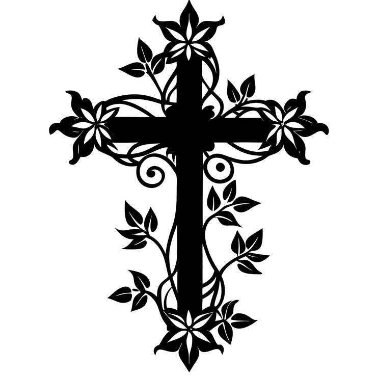 Vetor desenho de cruz floral