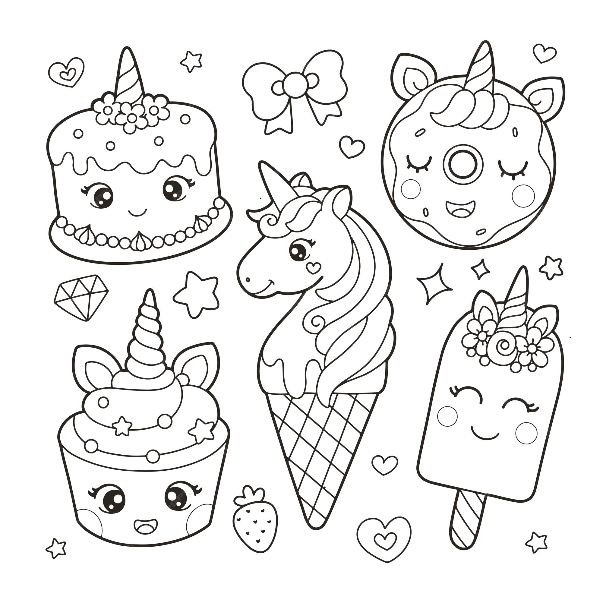 COLORINDO DESENHOS DE UNICORNIO E KAWAII 