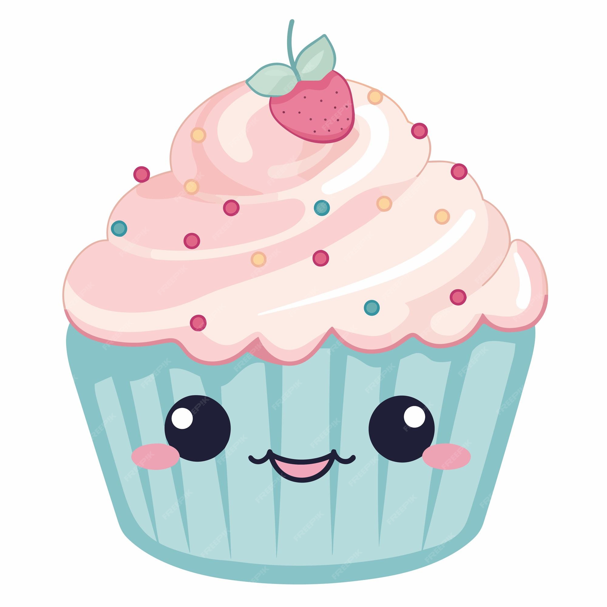 Desenho de cupcake fofinho pintado e colorido por Usuário não