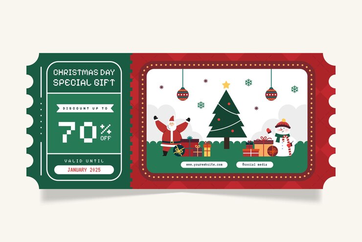 Vetor desenho de cupons de vintage e retro de natal
