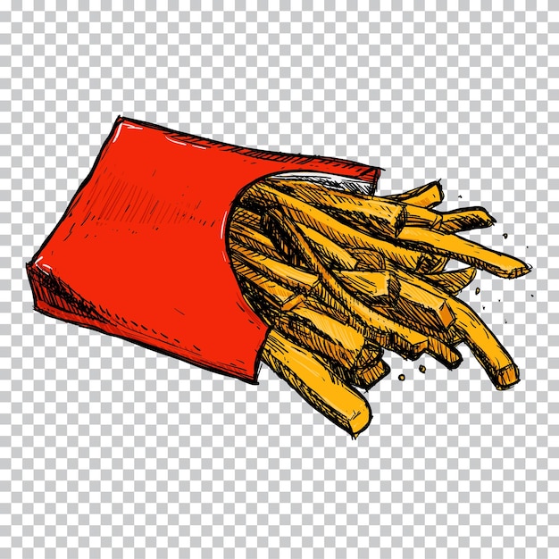 Desenho de desenho animado de batatas fritas, um saco vermelho de batatas fritas png clipart