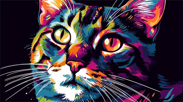 Desenho de desenho animado de gato ilustração pop art