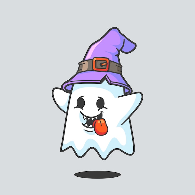 Desenho de desenho animado de halloween de fantasma voador fofo