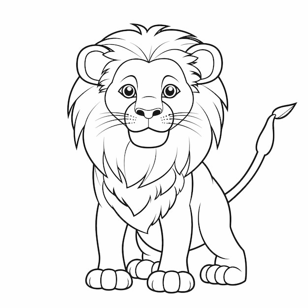 Vetor desenho de desenho animado de leão ilustração conceito de natureza animal