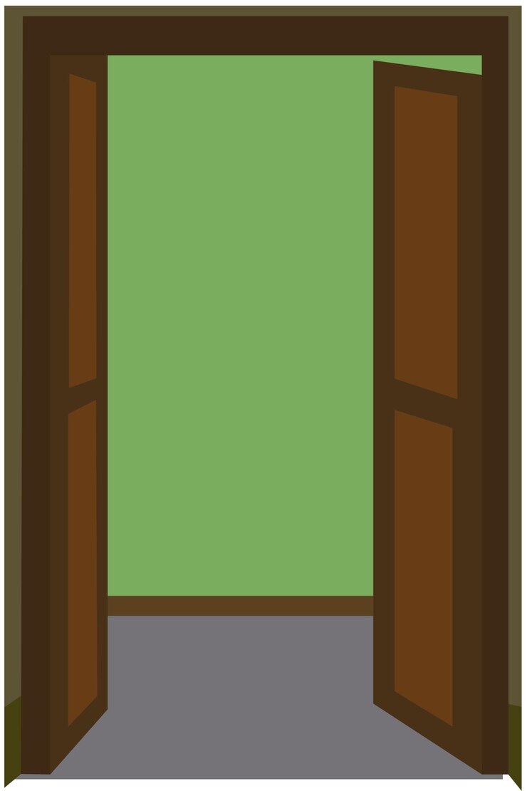 Vetor desenho de desenho animado de porta plana aberta ilustração vetorial de entrada simples isolada em fundo branco frente