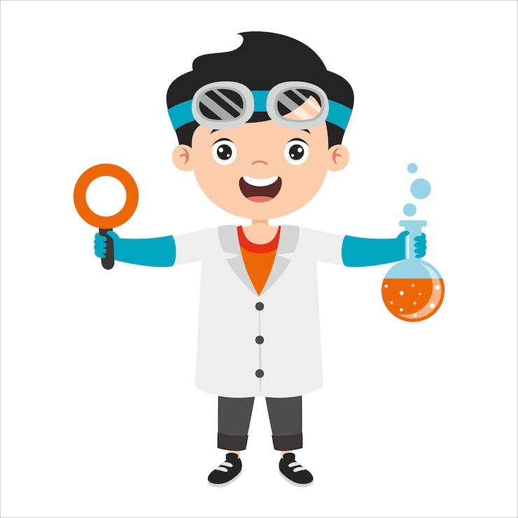 Vetor desenho de desenho animado de um cientista