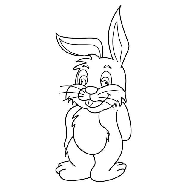 Desenho de desenho de vetor de contorno de coelho em fundo branco