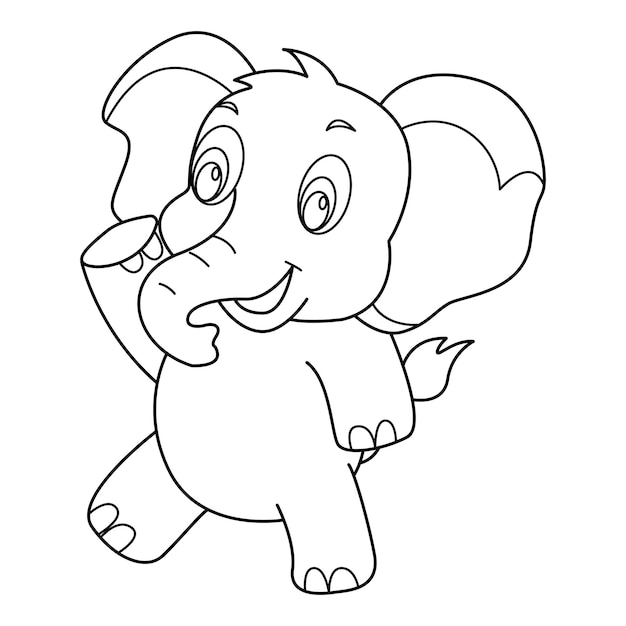 Vetor desenho de desenho de vetor de contorno de elefante em fundo branco