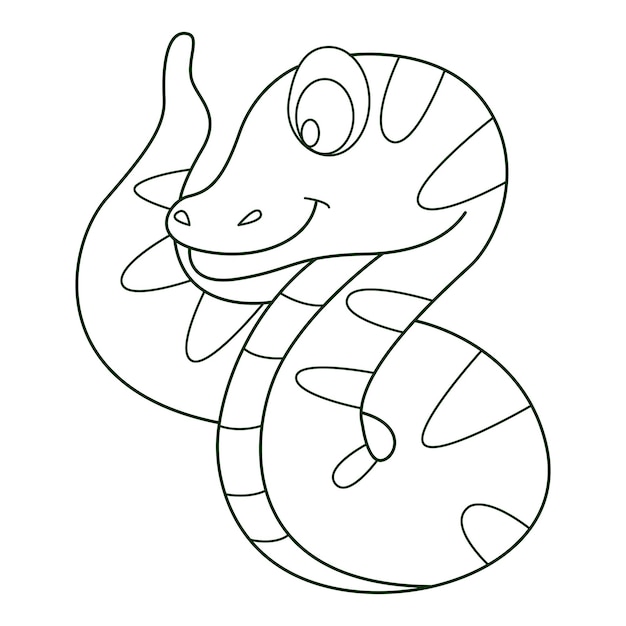 Desenho de desenho vetorial de contorno de cobra em fundo branco